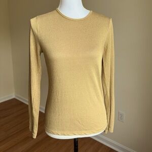 Ralph Lauren Tan Fitted metalic gold Long Sleeve Top size M/P